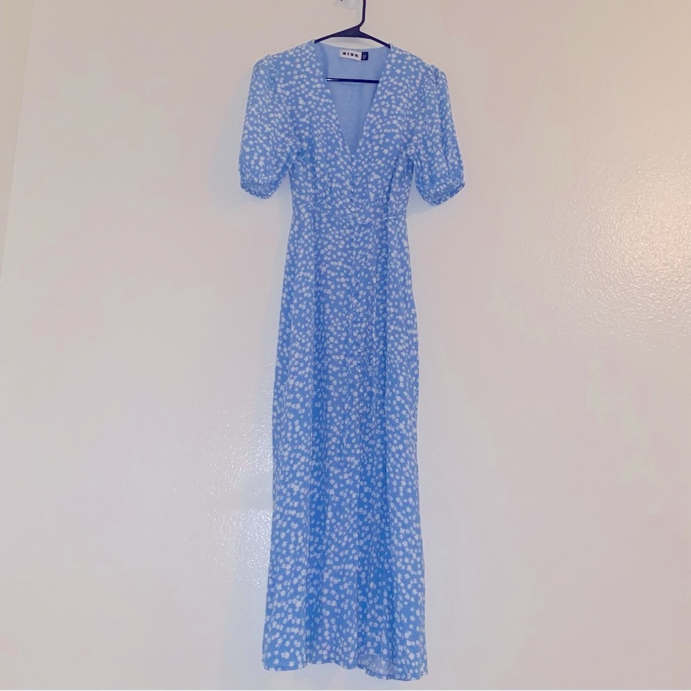 RIXO Staci dress, Blue floral S
